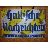 Emailleschild "Hallische Nachrichten" 117 x 77 cm Anfang 40er Jahre